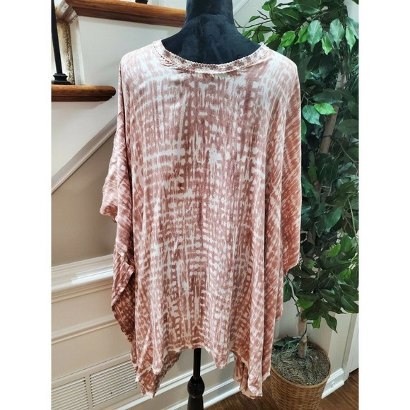 Tiare Hawii Women's Pink Kimono Sleeve Open Front Ruffle Cardigan One Size - Picture 7 of 10